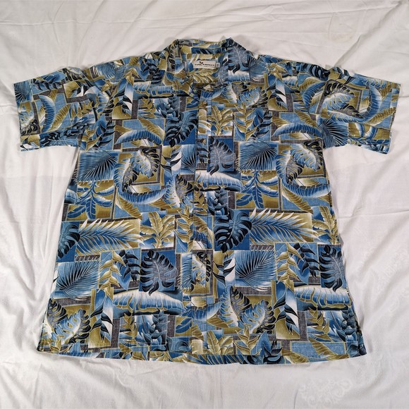 Vintage Two Paddles Men's Hawaiian Aloha Shirt Leaves Foliage Pattern Size XXL - Picture 1 of 7